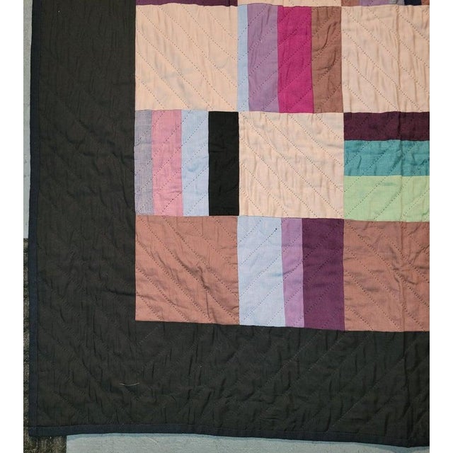 Folk Art Amish Roman Stripes Contained Bars Quilt For Sale - Image 3 of 7