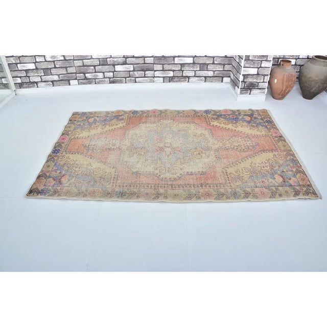Tan Multicolour Vintage Anatolian Carpet For Sale - Image 8 of 10