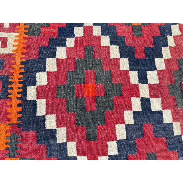 Traditional Vintage Afghan Flat Weave Kilim Rug, 6x9 Ft, Handmade Tribal Turkmen Faded Rug, Turkish Style Wool Kilim For Sale - Image 3 of 8