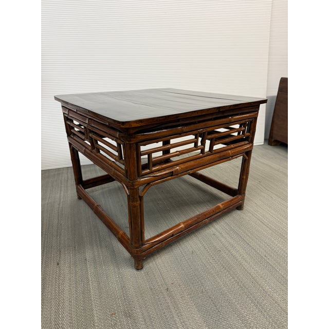 Contemporary Organic Modern Dark Bamboo Side Table For Sale - Image 3 of 12