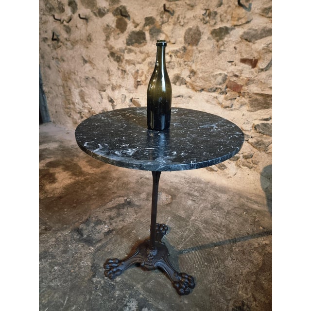 Antique French Bistro Table with Marble Top and Cast Iron Base, 1890s For Sale - Image 11 of 16