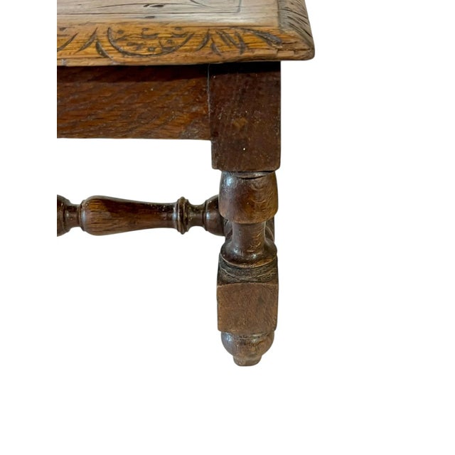 French Provincial Antique French Provincial Carved Oak Joint Small Stool or Riser For Sale - Image 3 of 15