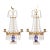 Pair of Swedish Crystal Prism Candelabra With Cobalt Blue Glass & Crescent Moon Finials For Sale