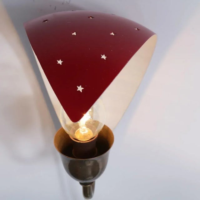 Metal & Brass Wall Lamp, 1950s For Sale - Image 6 of 8