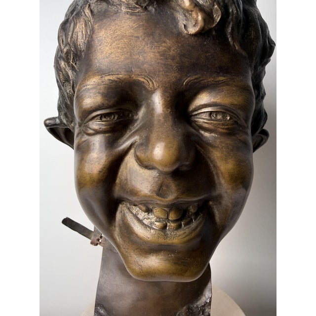 Head of a Neapolitan Street Urchin, Late 19th Century, Bronze on Marble Base For Sale - Image 6 of 18