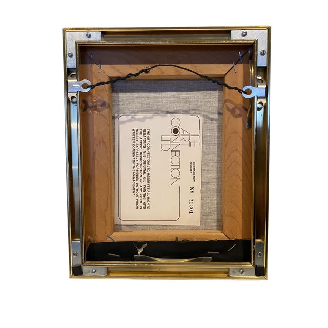 Original Traditional Chinese "Flower and Bird" Oil Painting in a Modern Brass Frame For Sale - Image 15 of 16