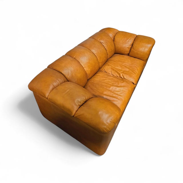 Brown Italian Cocker 2-Seater Sofa in Cognac Leather by Franco Bresciani for Poltrona Frau, 1970s For Sale - Image 8 of 12