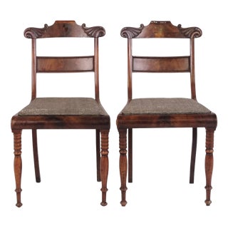 Antique Empire Mahogany Salon Chairs, 1840s, Set of 2 For Sale