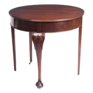Victorian Mahogany Demilune Tea Table, 19th Century For Sale