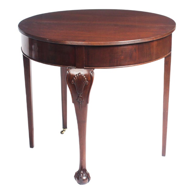 Victorian Mahogany Demilune Tea Table, 19th Century For Sale
