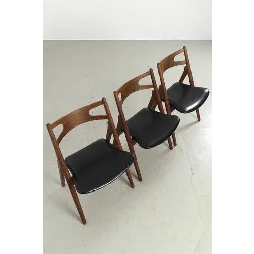 CH29P Sawbuck Dining Room Chairs, Set of 3 For Sale - Image 12 of 13