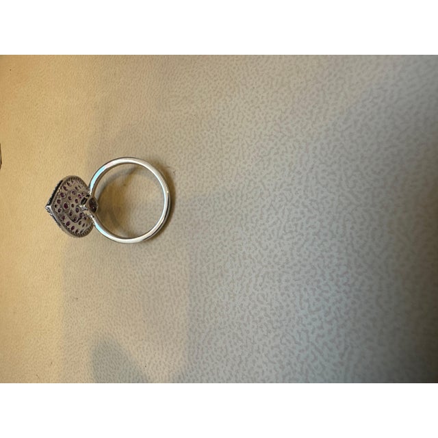 Ruby Red 2.5 Ct Natural Marquis Ruby & 1 Ct Dancing Diamond 18 Kt White Gold Ring Size 6 For Sale - Image 8 of 18