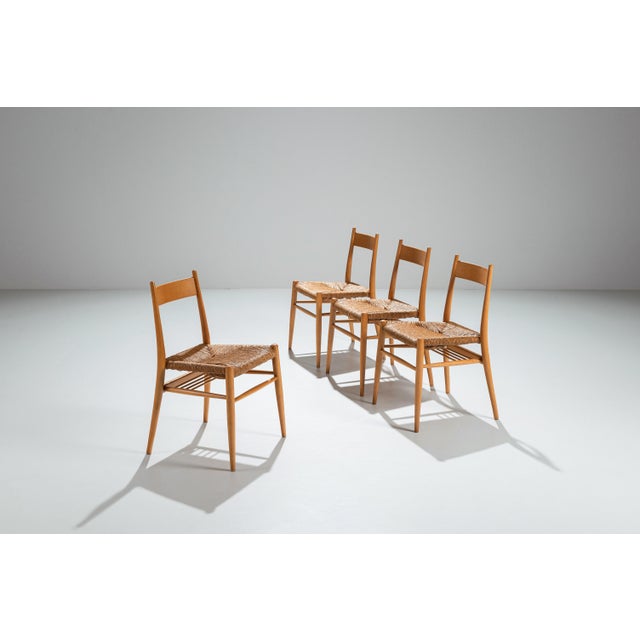 Oak Dining Chairs with Papercord Seats, 1970s, Set of 4 For Sale - Image 11 of 11