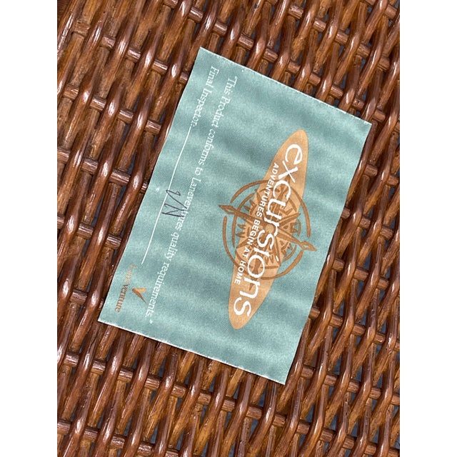 Lane Venture Tradewinds Rattan Arm Chairs, Set of Six, Excursions, Chippendale Style, Striped Upholstery For Sale - Image 12 of 12