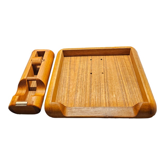 Vintage Eldon Woodline 6500 Series Solid Teak Desk Accessories For Sale