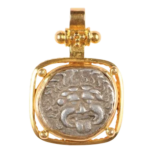 Antique Ancient Greek Drachm Coin 22k Pendant