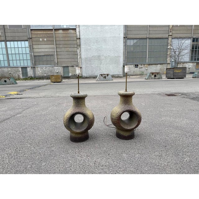 Ceramic Mid-Century Modern Danish Stoneware Lamps, 1960s, Set of 2 For Sale - Image 7 of 10