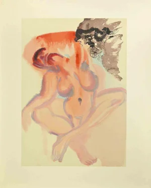 Salvador Dali, Purgatory Song 4, Woodcut, 1963