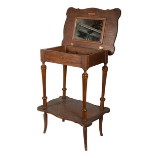 Antique Art Nouveau Hand Craved Wooden Dressing Table with Mirror For Sale
