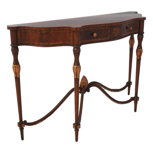 Maitland Smith Mahogany Nathan Console Table W. 2 Drawers For Sale