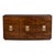 Horizontal wood grain leads the design of a long, low three-door case. The horizontal grain runs unbroken across the flat...
