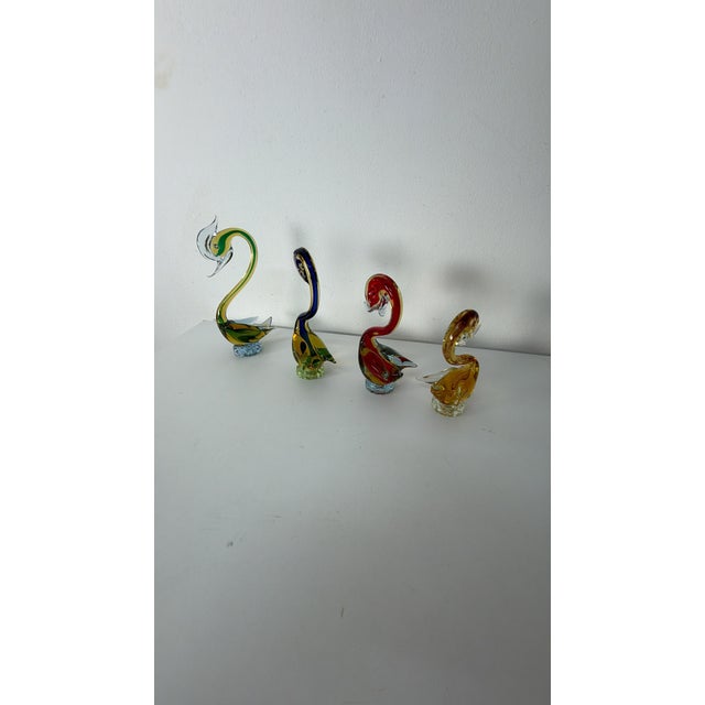 Cenedese Swans in Submerged Polychrome Murano Glass in the style of Cenedese, 1970, Set of 4 For Sale - Image 4 of 18
