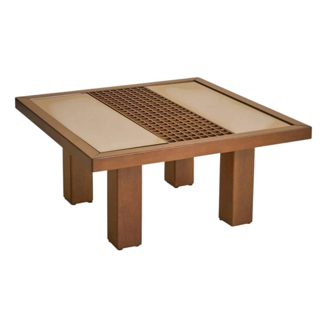 Italian Mirrored Grid Coffee Table in the Manner of Ettore Sottsass, 1970s For Sale