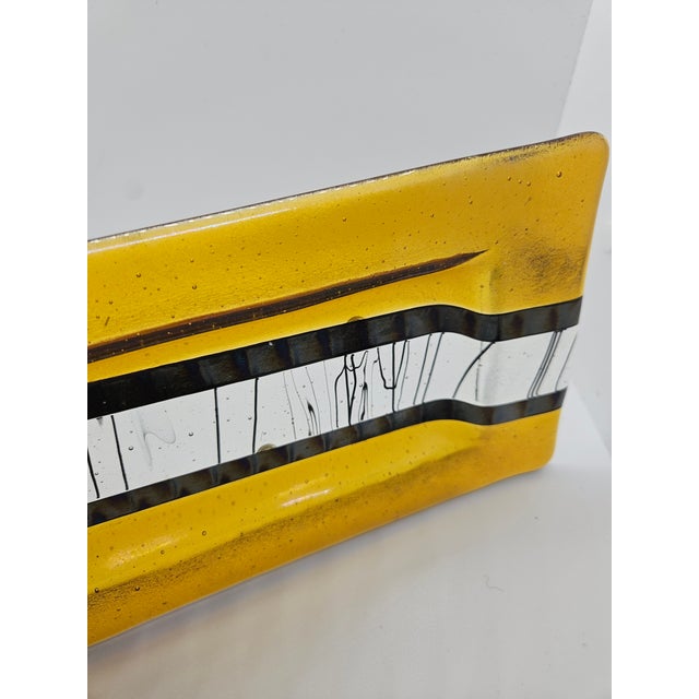 Contemporary Vintage Chris Paulsen Decorative Fused Glass Dish/Tray. For Sale - Image 3 of 4