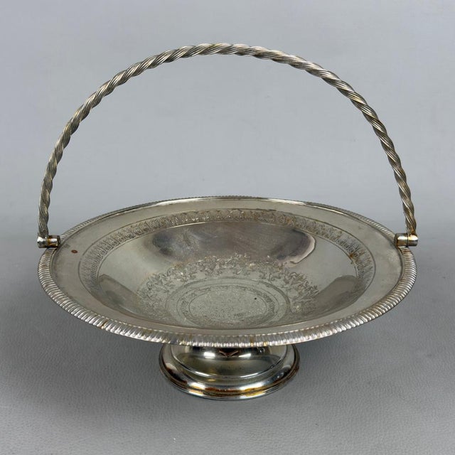 Silver-Plated Basket Centerpiece, 1800s For Sale - Image 12 of 12