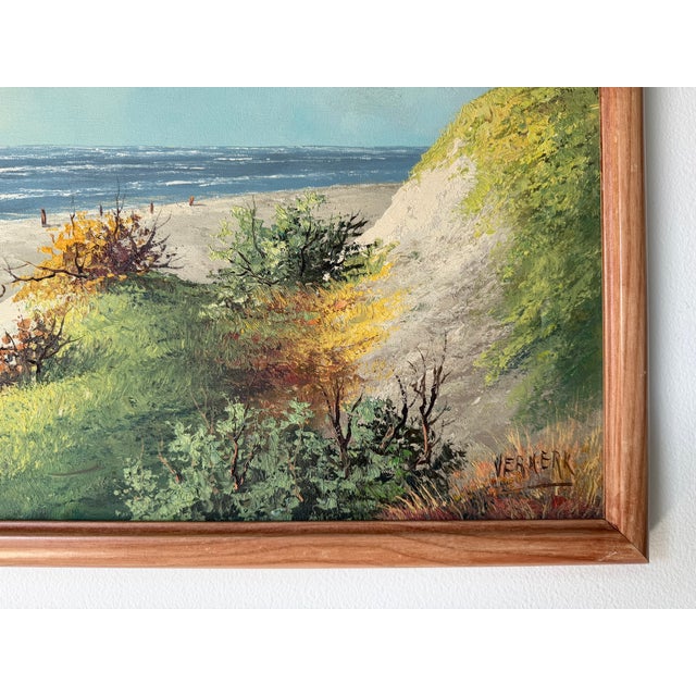 Vintage Verkerk Coastal Impressionist Seascape Oil on Canvas Painting – Signed For Sale - Image 9 of 11