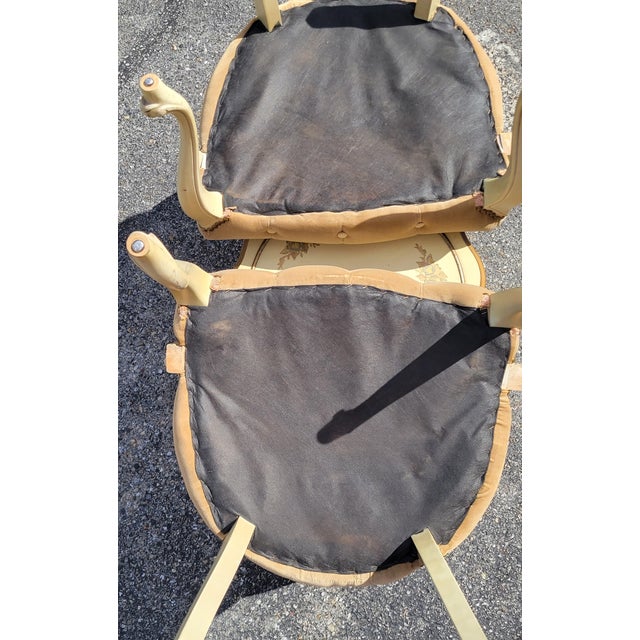 1960s Mid-Century Modern Conversation Set With 2 Tufted Arm Chairs and Painted Table For Sale - Image 14 of 14