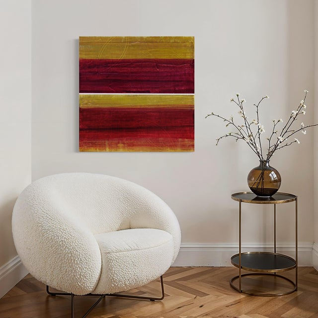 Contemporary Rebecca Koury Original "Soul Talk" Crimson Burgundy Diptych Contemporary Abstract Painting, Acrylic on Canvas, Carmel California Art, 2021 For Sale - Image 3 of 4