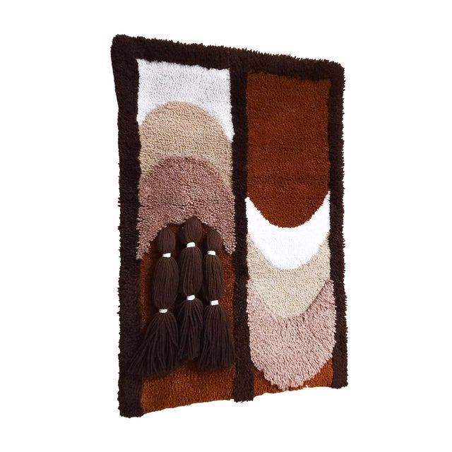 Brown Mid-Century Modern German Handmade Wool Tapestry Wall Rug, 1970s For Sale - Image 8 of 8