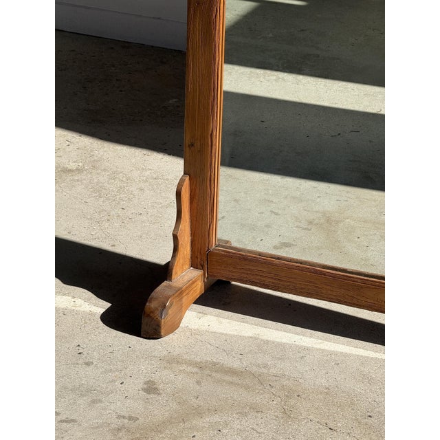 Large Freestanding Teak Mirror with Carved Openwork Pediment, Indonesia, 1980s For Sale - Image 12 of 18