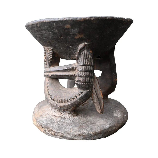 "Nigeria Yoruba Aguere Ifa Divination Cup" Ritual cup for divination and/or medicine the cup rests on 2 figures of...
