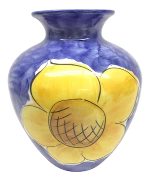 Vintage Loucarte Ceramic Sunflower Hand Painted Flower Vase
