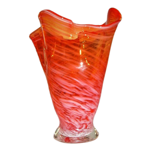 Vintage Fenton Art Glass Handkerchief Vase – Mid Century Modern Ruffled Glass Decor