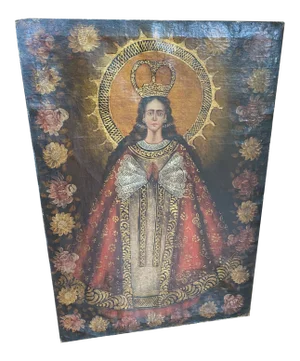 Late 19th Century Madonna Portrait Oil Painting on Canvas