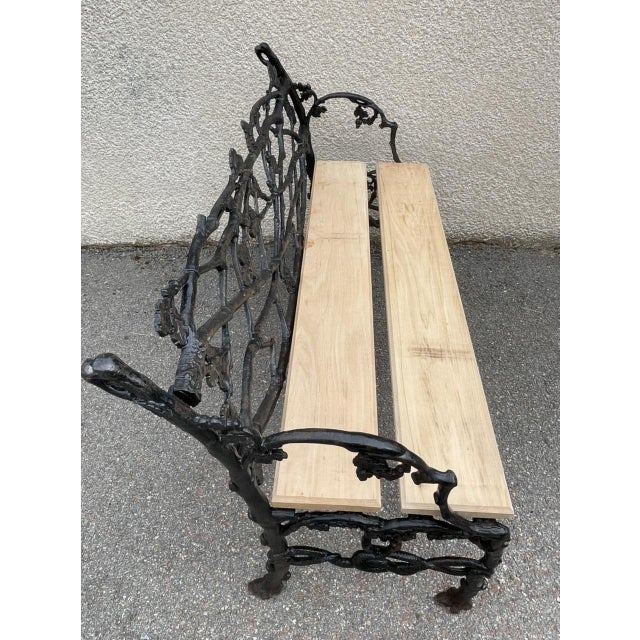 Wood Bench in Cast Iron with Decor of Branches and Snakes, 1900 For Sale - Image 7 of 18