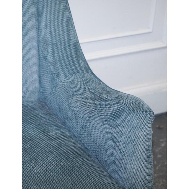 Pale Blue Velvet Armchair with Black and Gilt Legs For Sale - Image 9 of 11