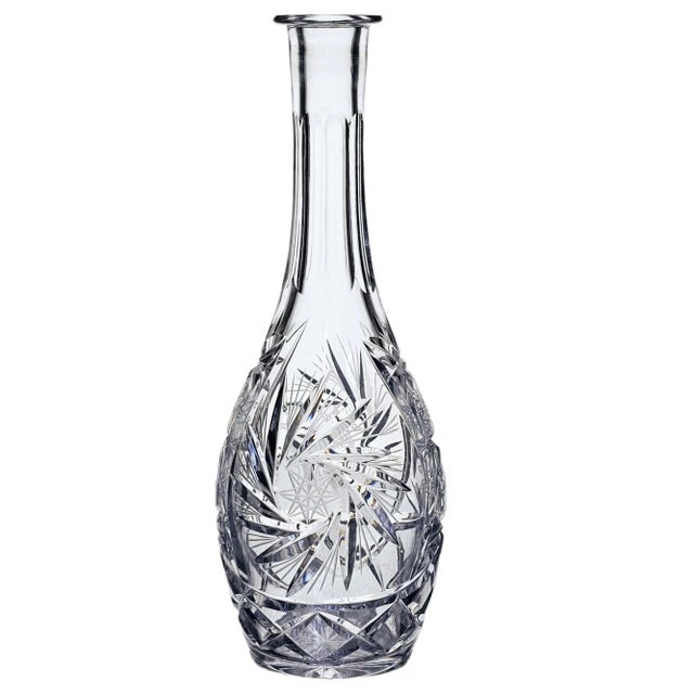 Crystal Glass Pinwheel Decanter W/ Stopper For Sale - Image 4 of 12