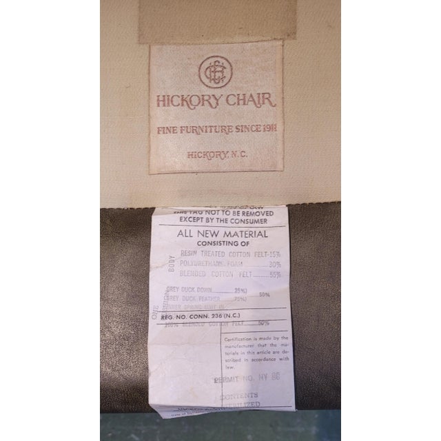 1980s Beautiful Hickory Chair Moss Green Leather Sofa For Sale - Image 9 of 11