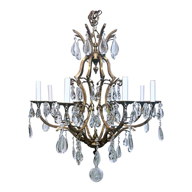 1910s French Style Brass Chandelier For Sale