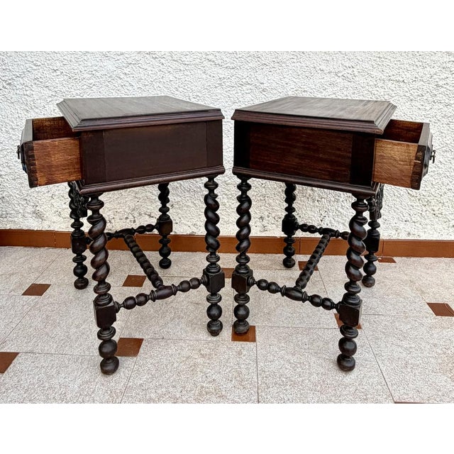 Portuguese Barley Twist Nightstands, 1940s, Set of 2 For Sale - Image 13 of 15