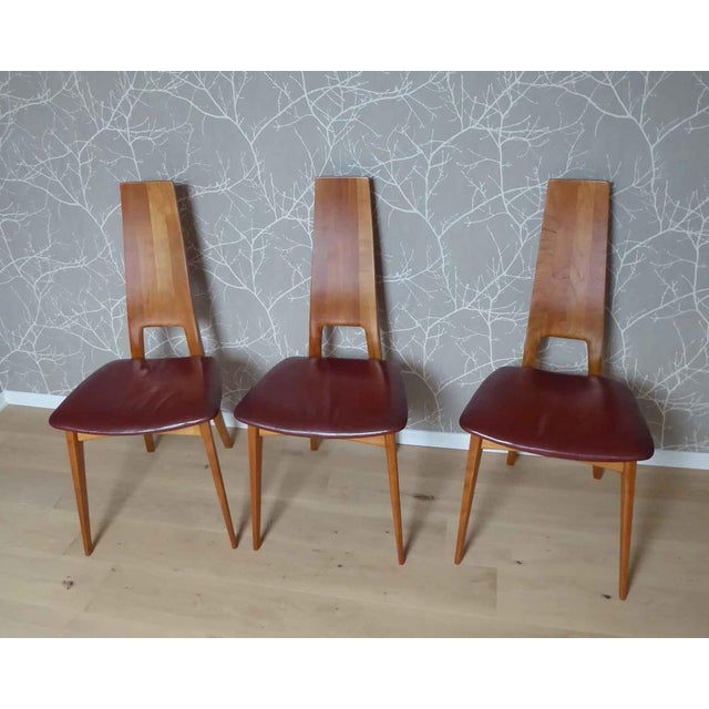 Vintage Leather and Wooden Chairs, 1960s, Set of 6 For Sale - Image 9 of 9