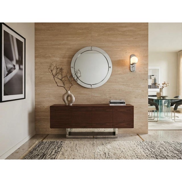 Late 20th Century Round Mirrored Glass Wall Mirror, 1970s For Sale - Image 5 of 6
