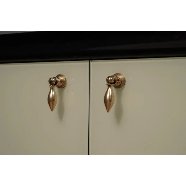 Mid-Century Cream Glass and Brass Dry Bar, 1950s For Sale - Image 4 of 11