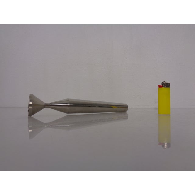 Metal Minimalist Satin-Finish Steel Vase, Germany, 1960s For Sale - Image 7 of 9