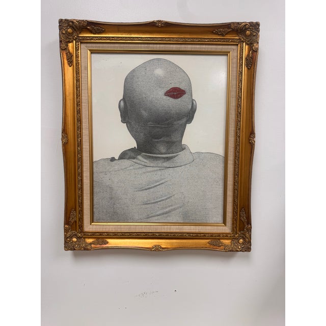 Max Jacob Schacknow 1987 Pencil on Canvas Drawing in Gilt Frame For Sale - Image 10 of 12