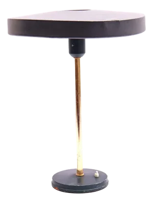 Vintage Golden and Green Timor Table Lamp by Louis Kalff for Philips, 1950s